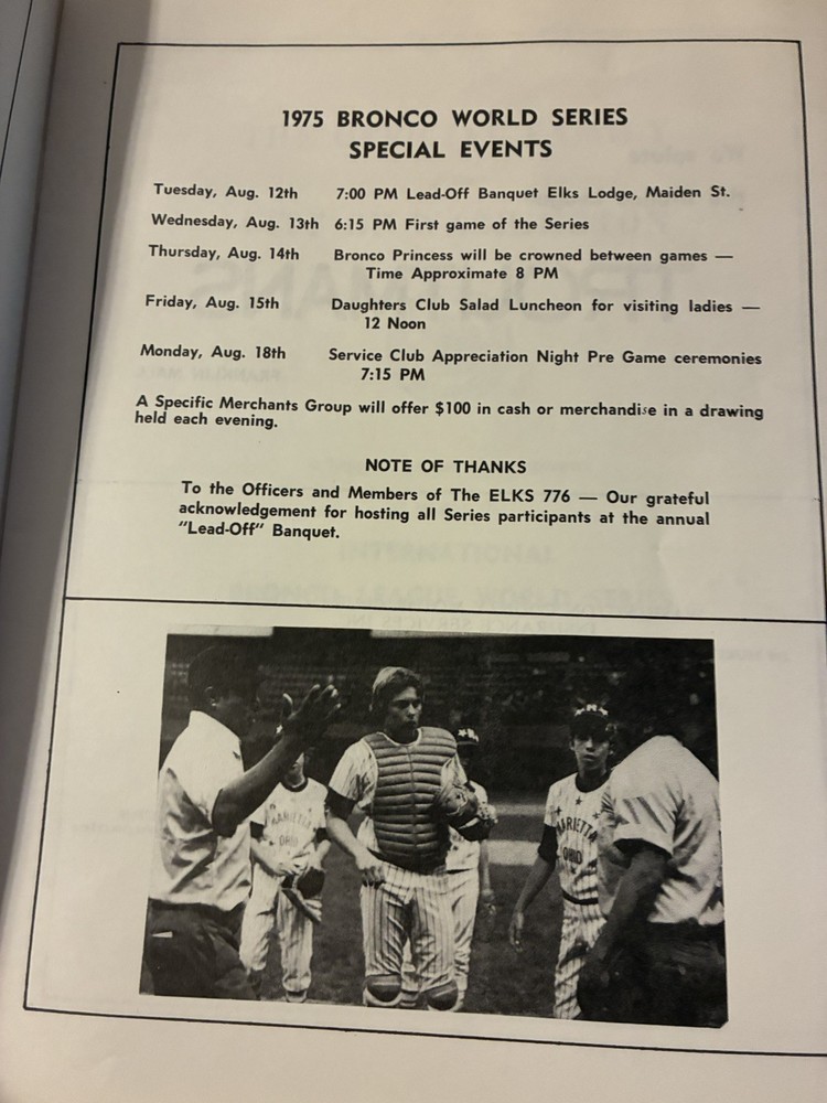 1975 Bronco League Baseball World Series Program--Free Ship
