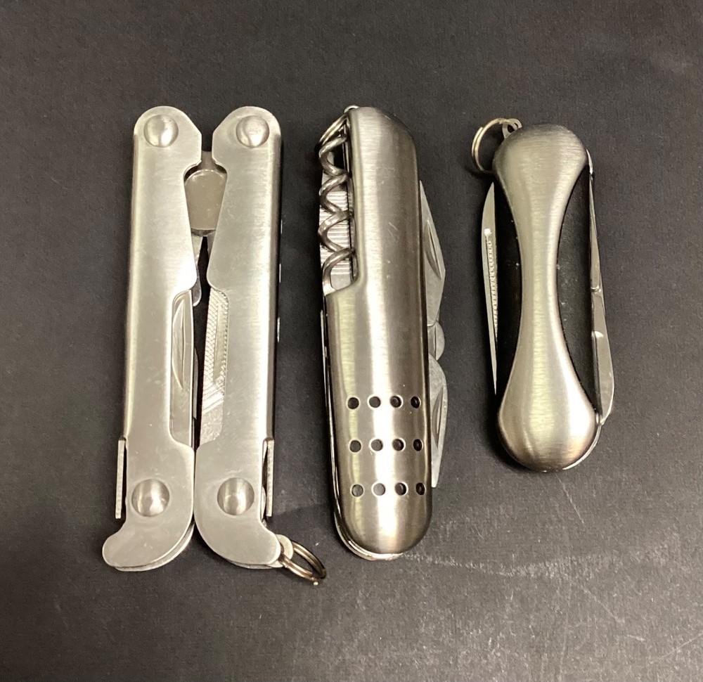 Lot of Three Stainless Steel Mini Multi-Tools