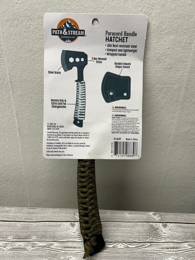 Path & Stream Supply Co Paracord Handle Hatchet NEW