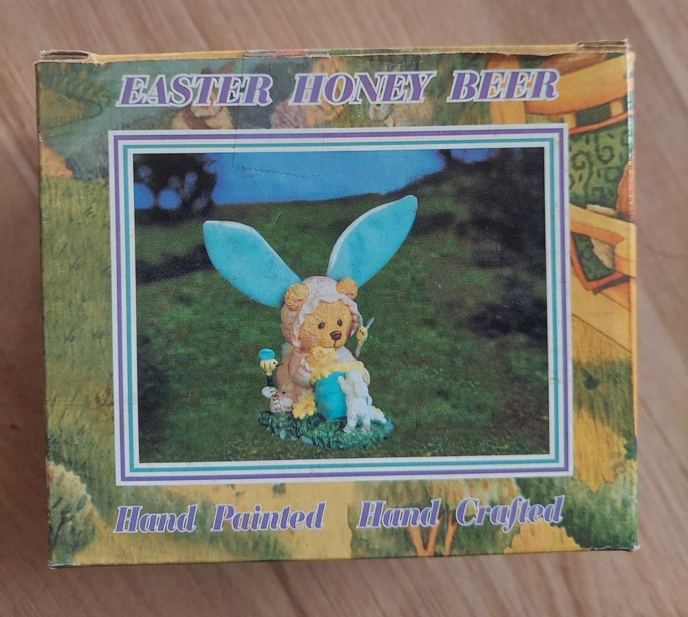 HAND CRAFTED & PAINTED 6" EASTER HONEY BEAR STATUE