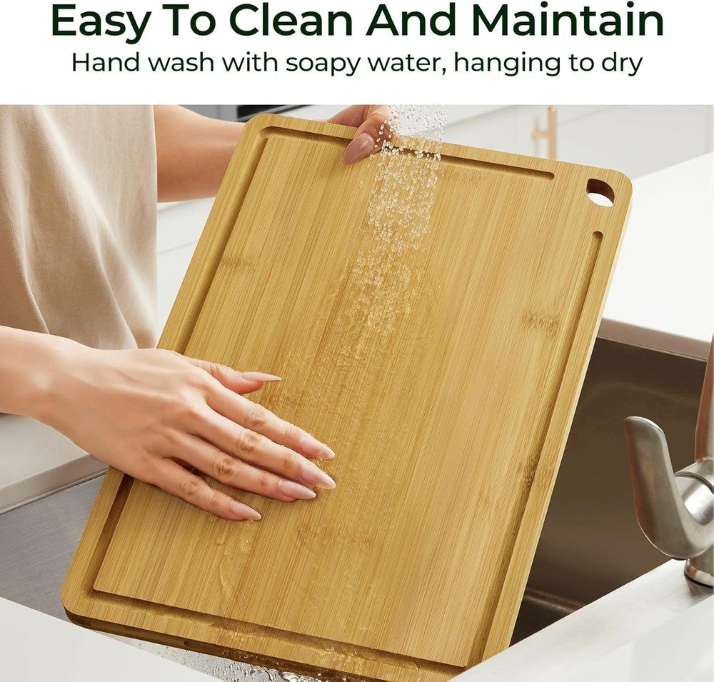 KeeCHEE® 2-Pcs Natural Bamboo Cutting Board