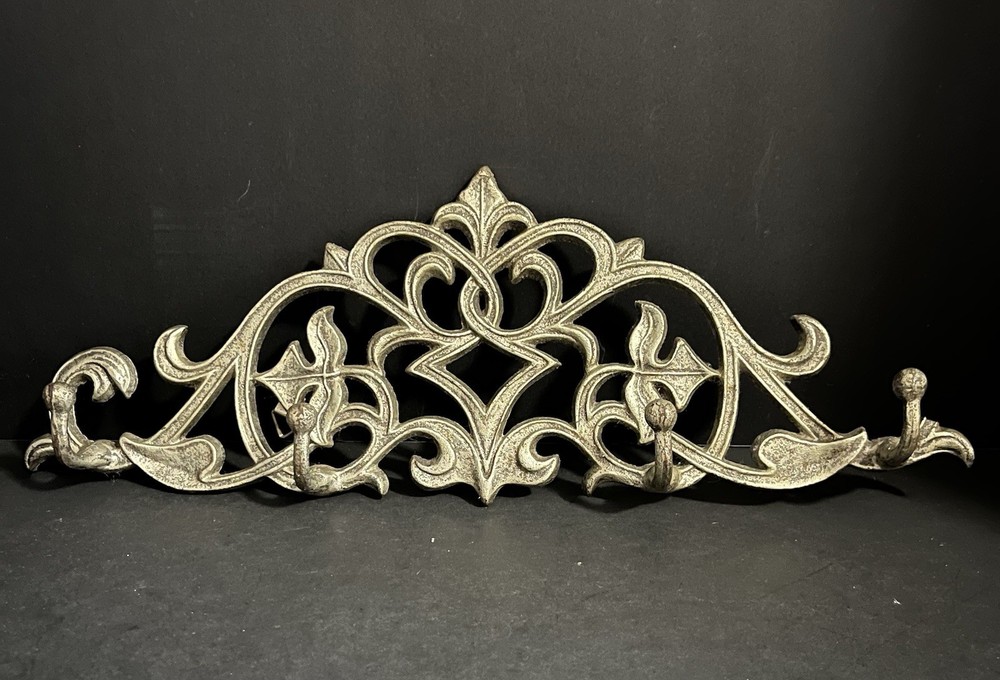 Victorian style cast iron silver coat hanger