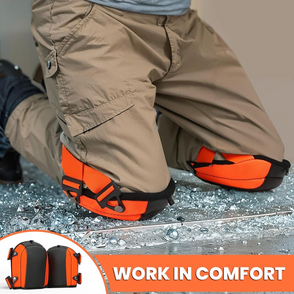 Professional Knee Pads with Adjustable Straps, Heavy Duty Foam Padding, Black...