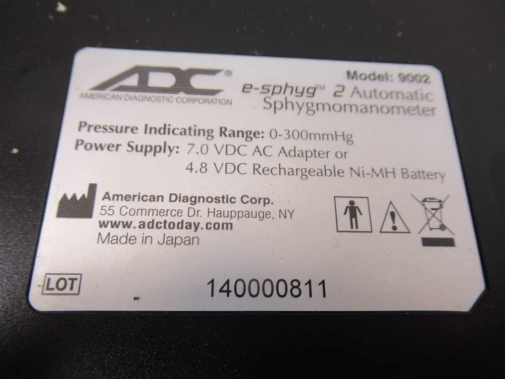 American Diagnostic ADC e-sphyg 2 Automatic Sphygmomanometer 9002