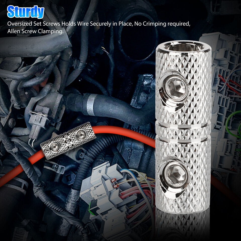 4pcs Wire Coupler Terminal Butt Connector 8 GA Gauge Input and Output Set Screw