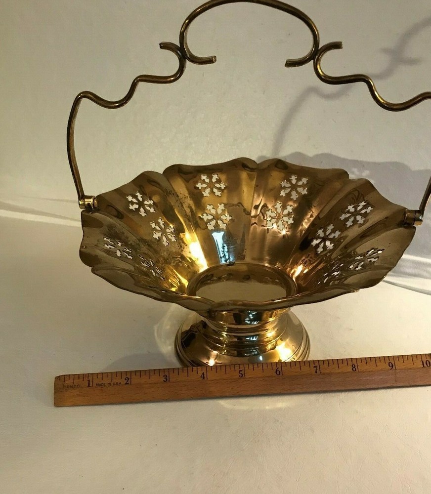 Wm Rogers & Son Solid Brass 8.5" Basket w Handle~Made in India