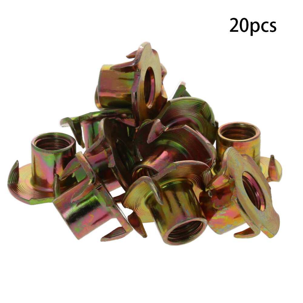 Tee Nuts 4 Prong Full teeth T-Nut Zinc Plated Threaded Insert Tee Blind Nuts