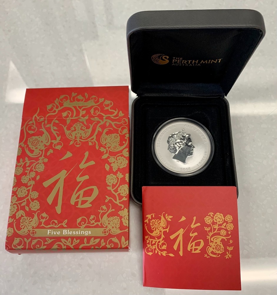 2016 Australia $1 Fine Silver Coin Five Blessings Perth Mint