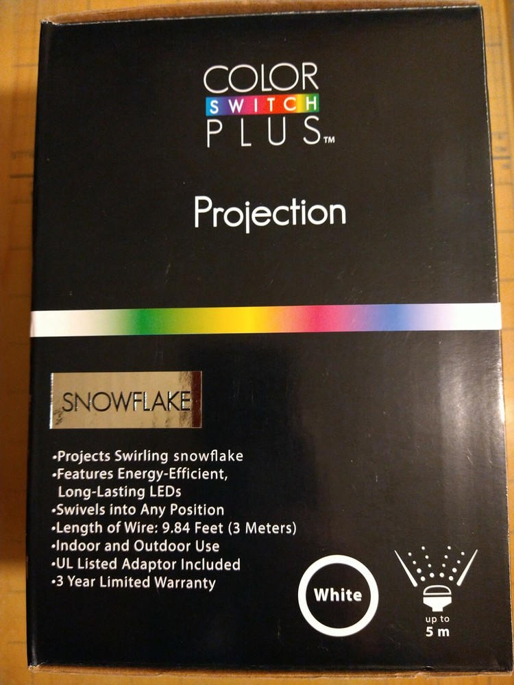 Color Switch Plus Swirling White Christmas Snowflake Projection LED Projector