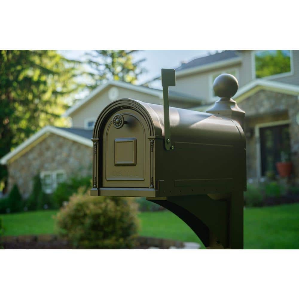 Architectural Mailboxes Garrison Venetian Bronze,Large, Steel,Post Mount Mailbox