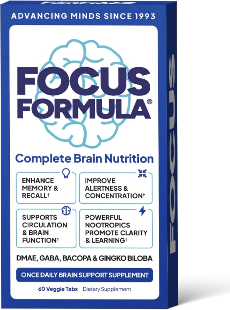 Focus Formula Nootropic Brain Supplement, Focus Capsules for Concentration, Supp