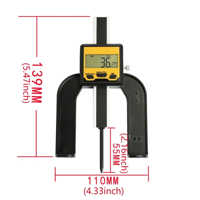 Automatic Shutoff Digital Depth Gauge for Construction Woodworking & Engineering