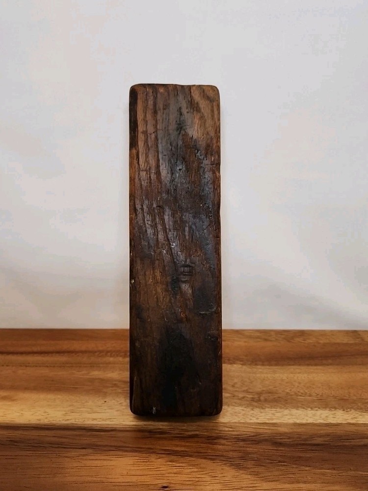 Antique Primitive Sharpening Stone Set In Wood