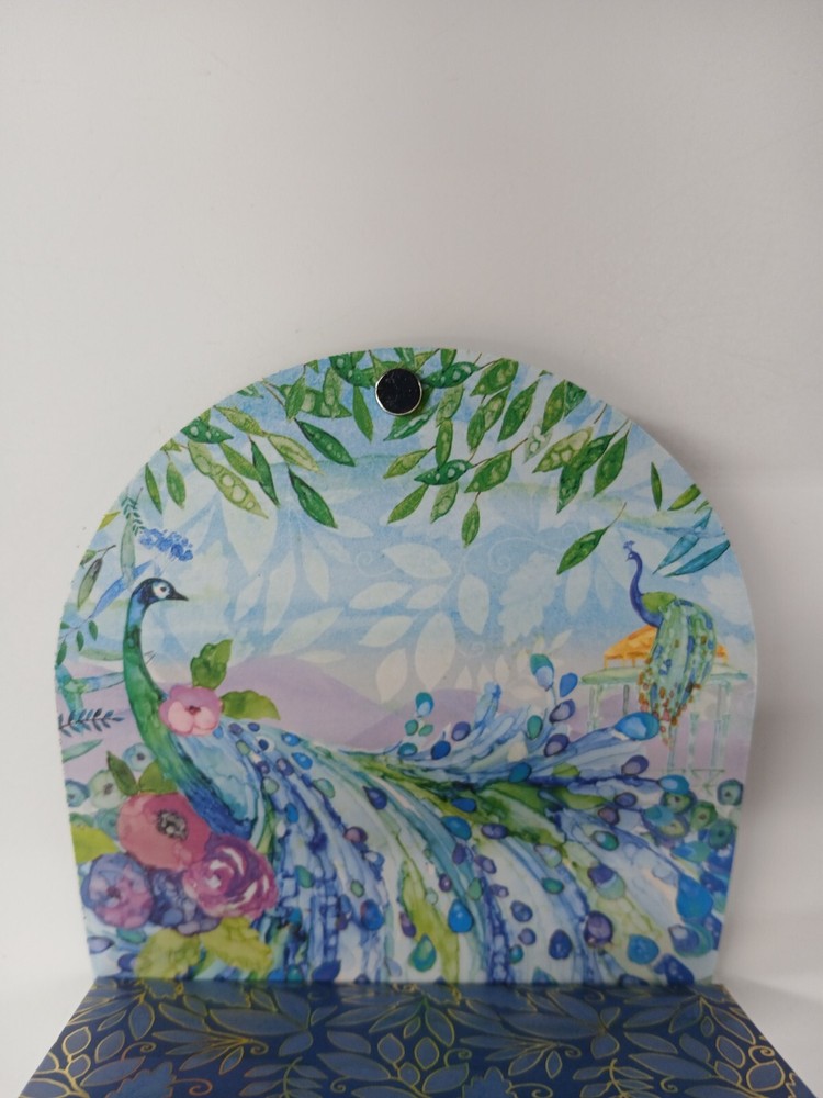 Punch Studio Flower Brooch Imperial Peacock Foldover Notepad (New)