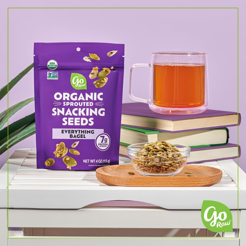 Go Raw Organic Sprouted Everything Bagel Snacking Seeds, 4 oz, 6 Pack, Pumpki...