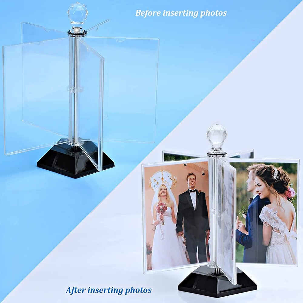 Rotating Acrylic Photo Frame DIY Multiple Picture Frame 5 Double Sides/Insert...