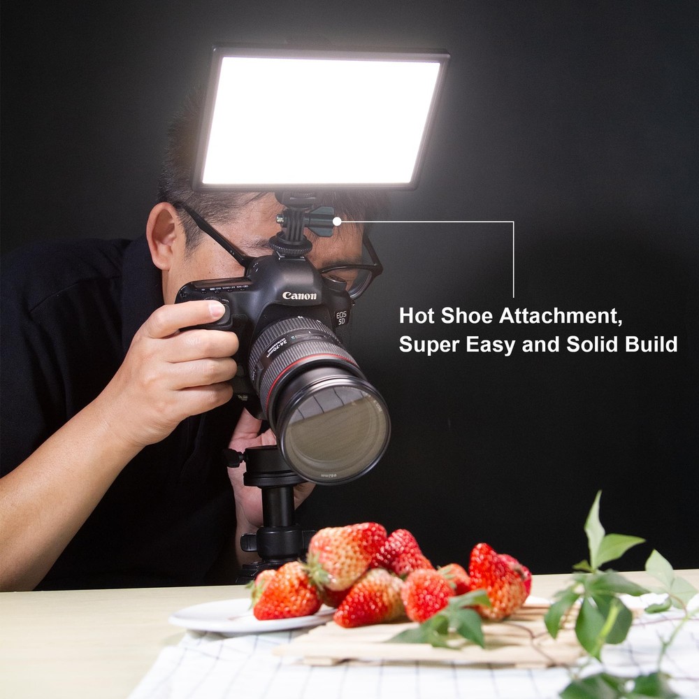 15W LED Video Light Panel, 3300K-5600K On Camera Light, Super Thin Key Light ...