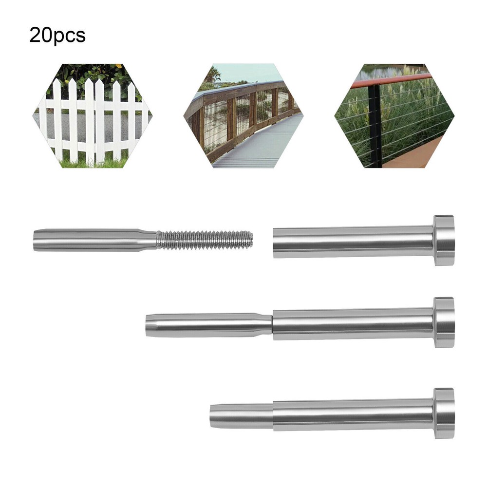 20 PCS Cable Railing Hardware Invisible Receiver Swage Stud End Fitting Kits New