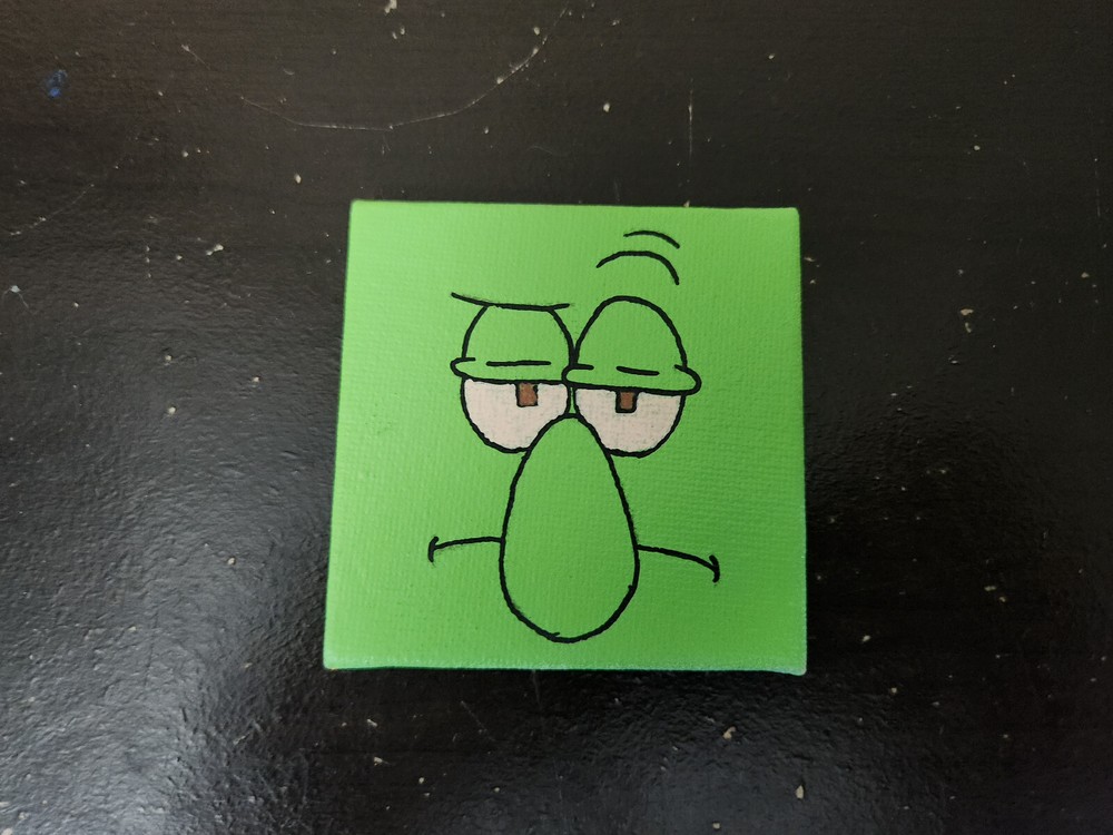 Handpainted Canvas Panel Magnet Squidward (*FAST SHIPPING!*)