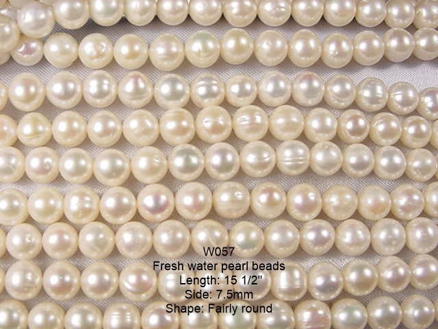 7.5mm Fresh water pearl strands, W057