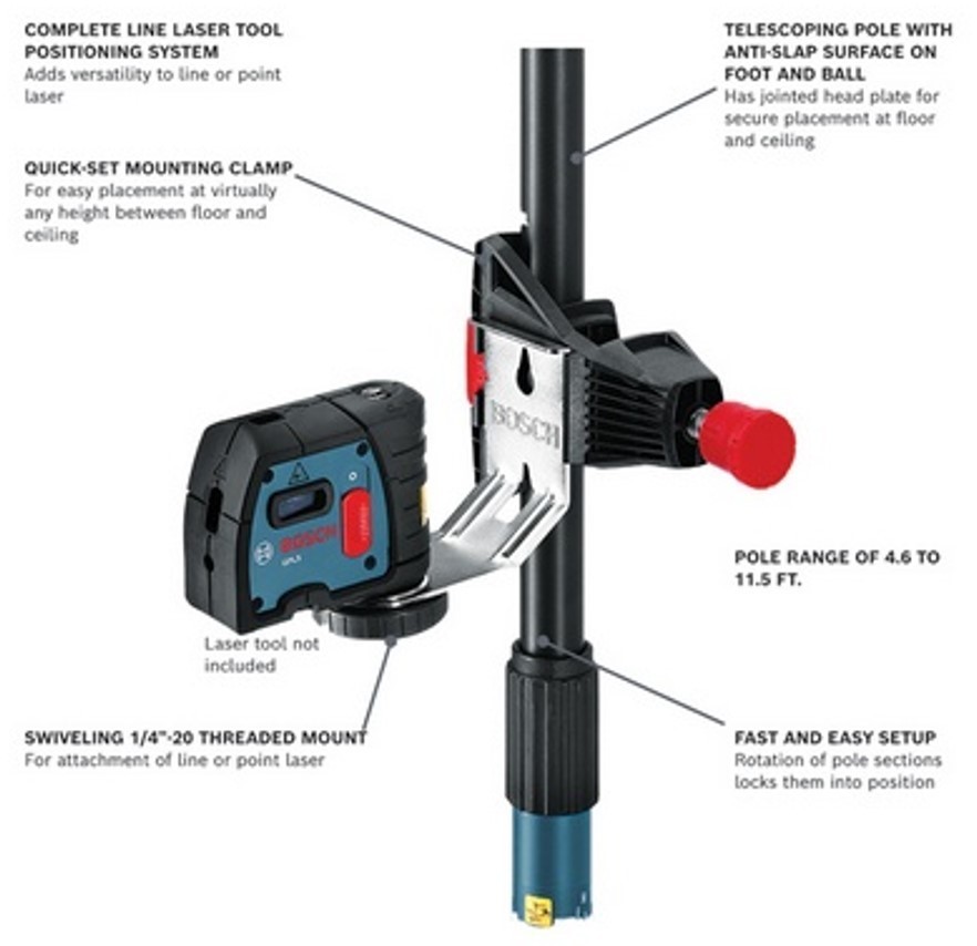 NEW BOSCH BP350 Telescoping Pole System Laser Mount