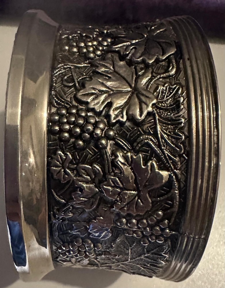 Vintage Elegance Silver Plate Wine Coaster Embossed Grape Design