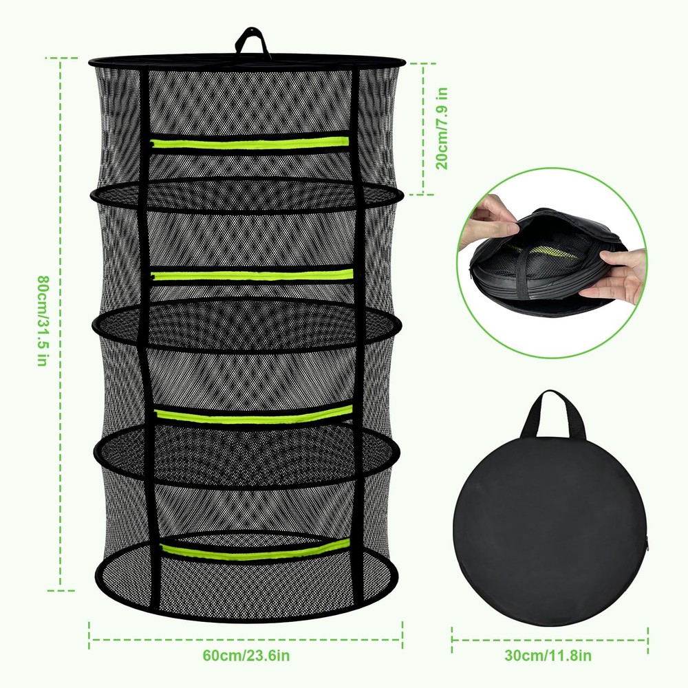 Herb Drying Rack Hanging-4 Layer, Plant Drying Rack, Bud Drying Net,Foldable ...