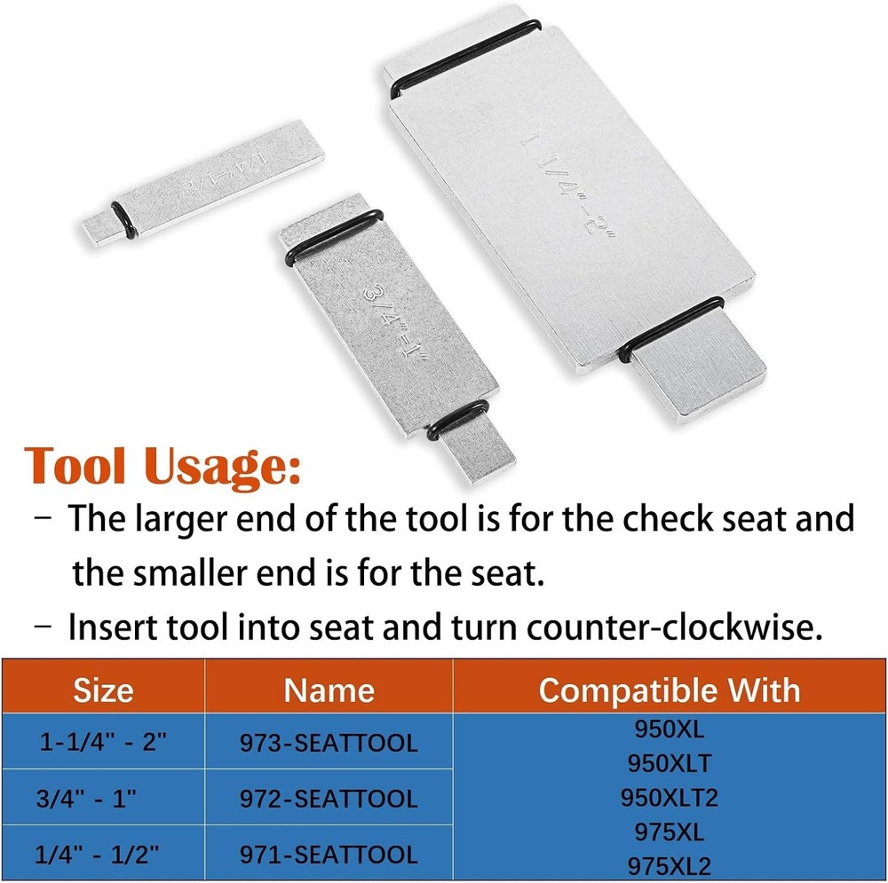 Complete 3-Piece Check Seat Removal Tool Kit for 1/4" - 2" Backflow Preventers
