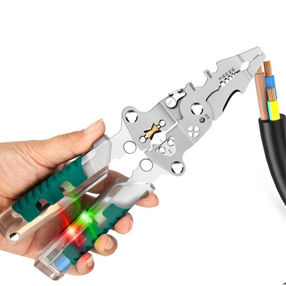1× Multi-Functional Foldable Wire Stripper Scissor With Electrical Test Tool
