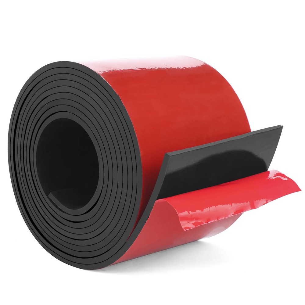 WochiTV Adhesive Solid Rubber Strips, 4" Wide x 1/8" Thick x 120" Long Self S...