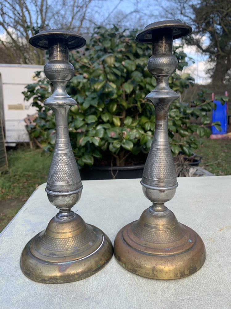 Stunning Antique Silver-plated brass candlesticks  WMF