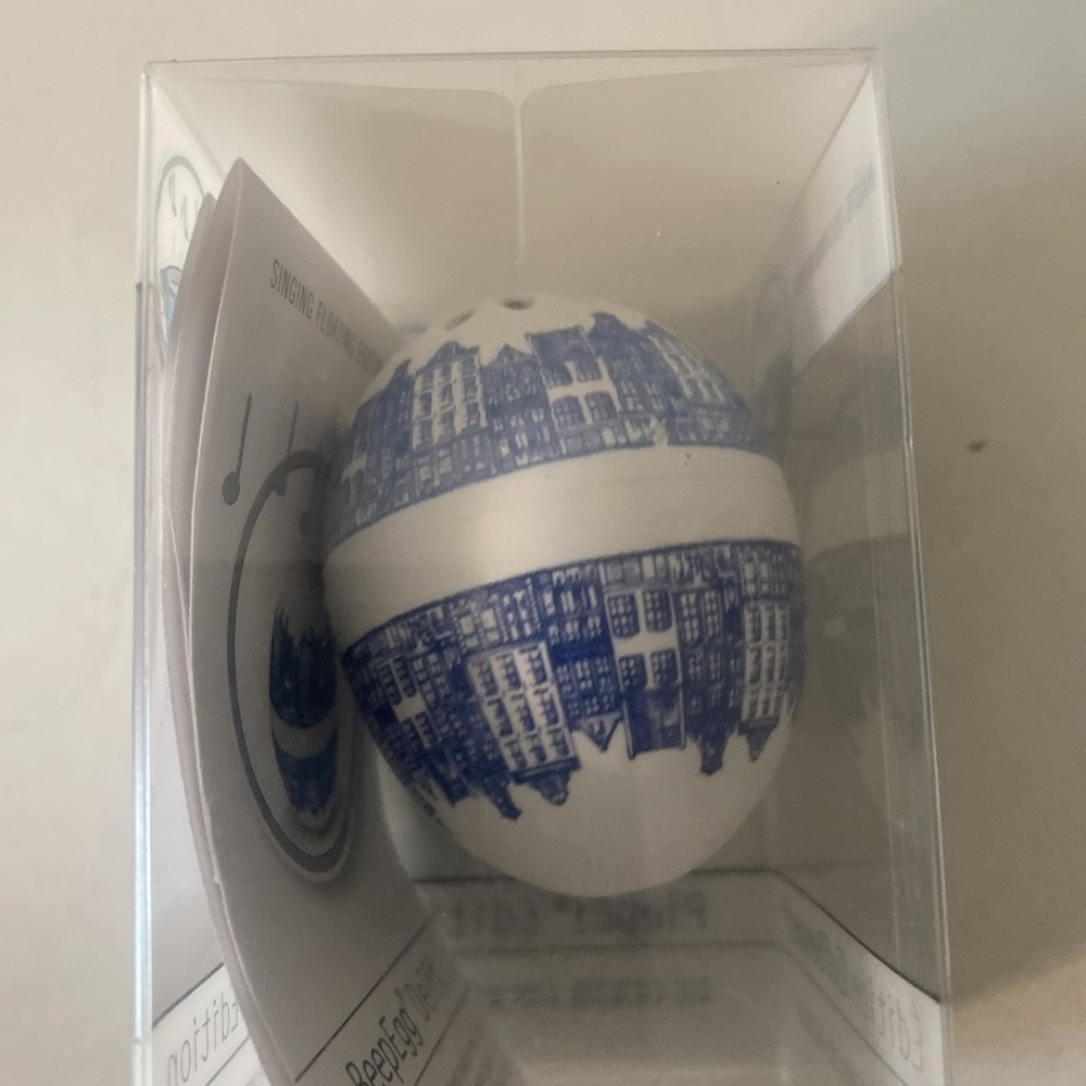 Blue Delft Egg Timer “Clever High-Tech” Singing Floating Eggtimer Beep Egg