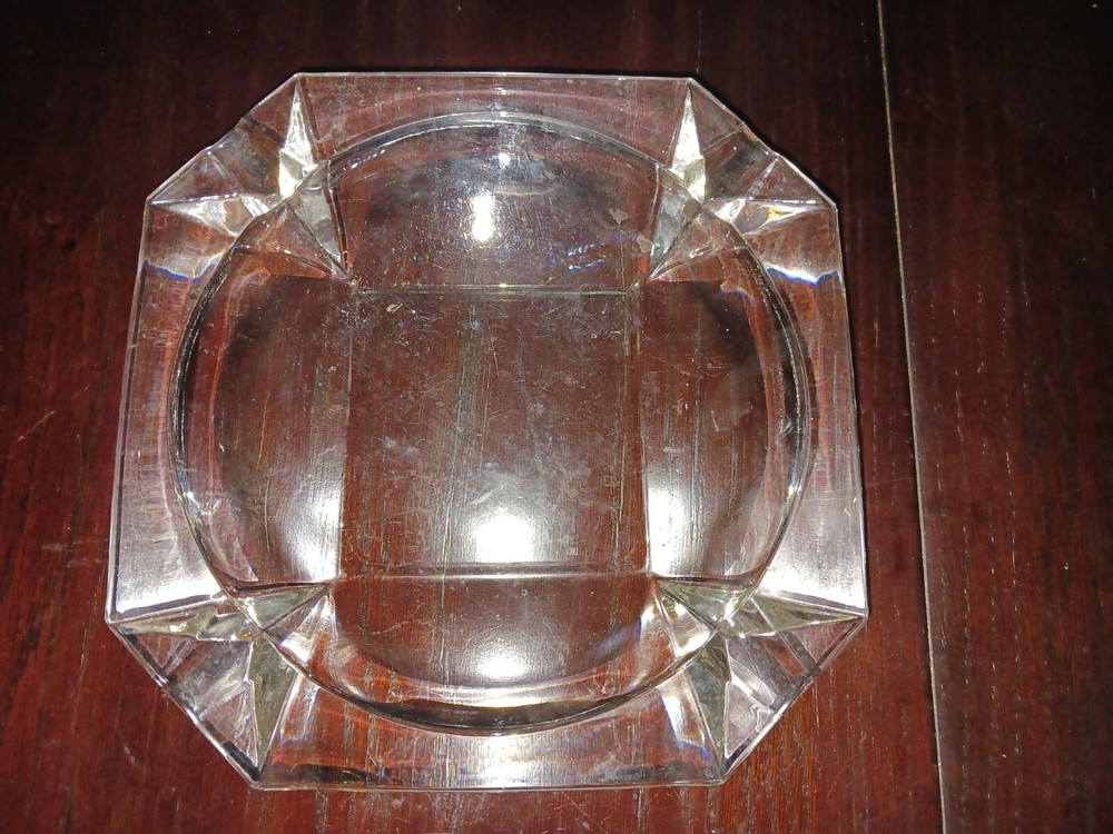 Cigarette Ashtray Square Clear Glass Huge