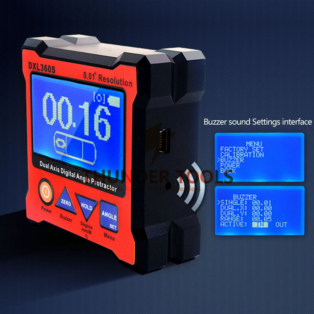 Thunder Tools DXL360S Dual Axis Digital Angle Protractor with 5 Side Magnetic