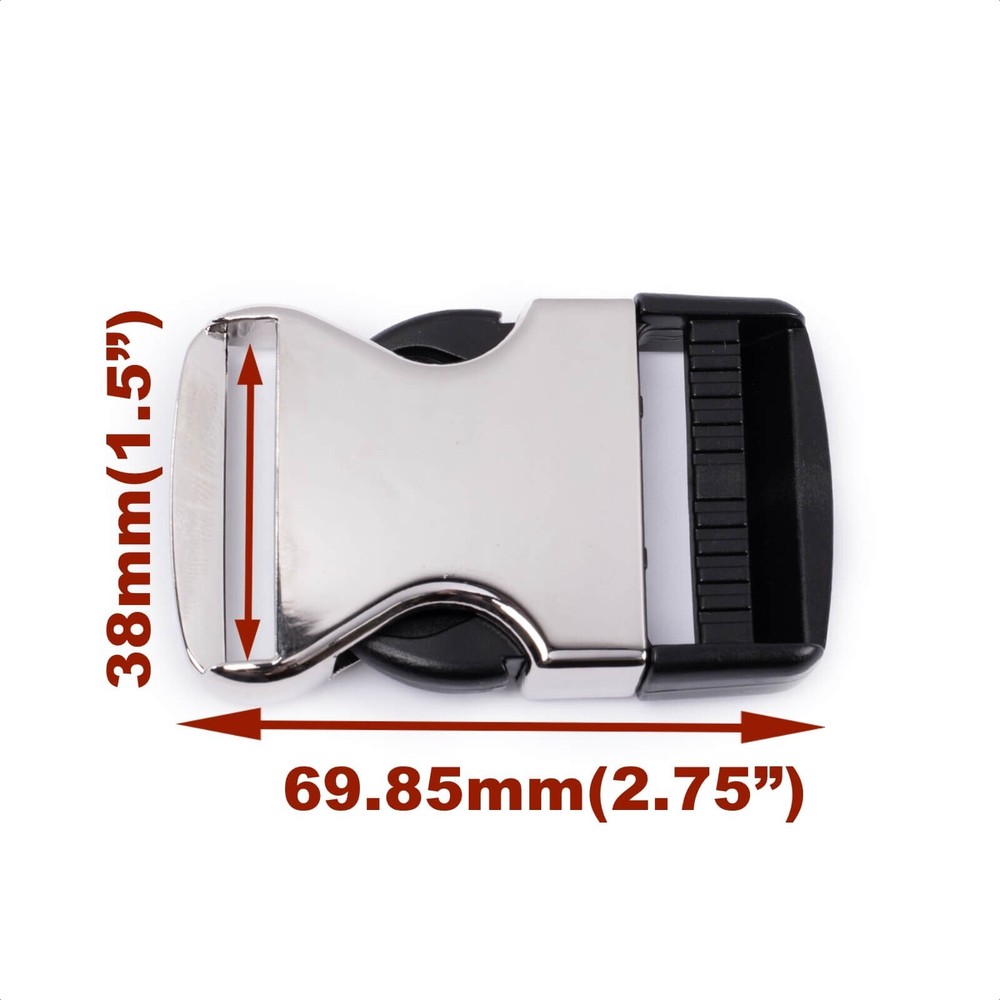 (10-Pack) 38mm Hybrid Side / Quick Release Buckle - Metal & Plastic - Silver