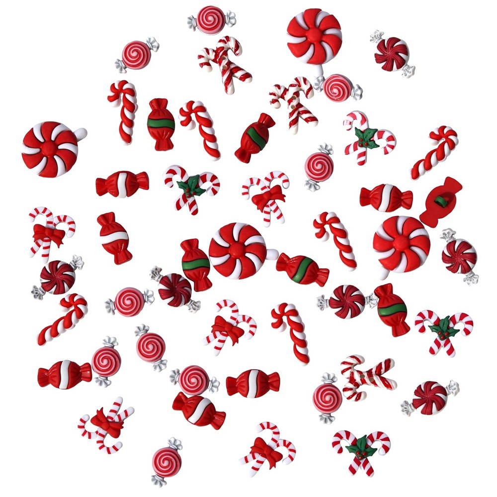 Buttons Galore Craft & Sewing Button Super Value Pack (Candy Cane) Red