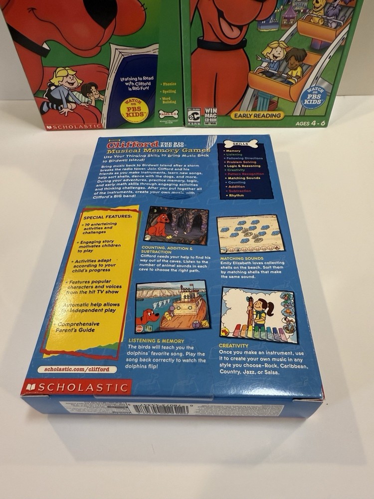 Clifford Phonics, Reading, Musical Memory 3 PC Games Software by Scholastic