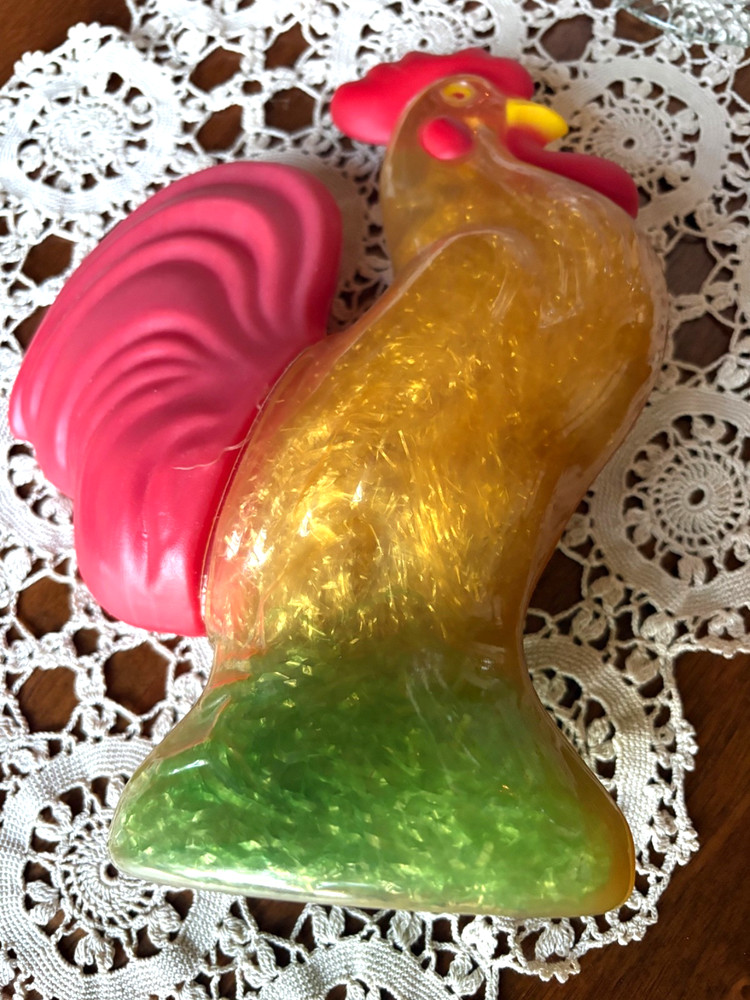 VINTAGE 10.5" ROOSTER CEULOID/PLASTIC CANDY CONTAINER 1940'S