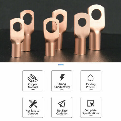 240Pcs Copper Battery Wire Lugs Ends Cable Eyelets Ring Terminals Connectors Set