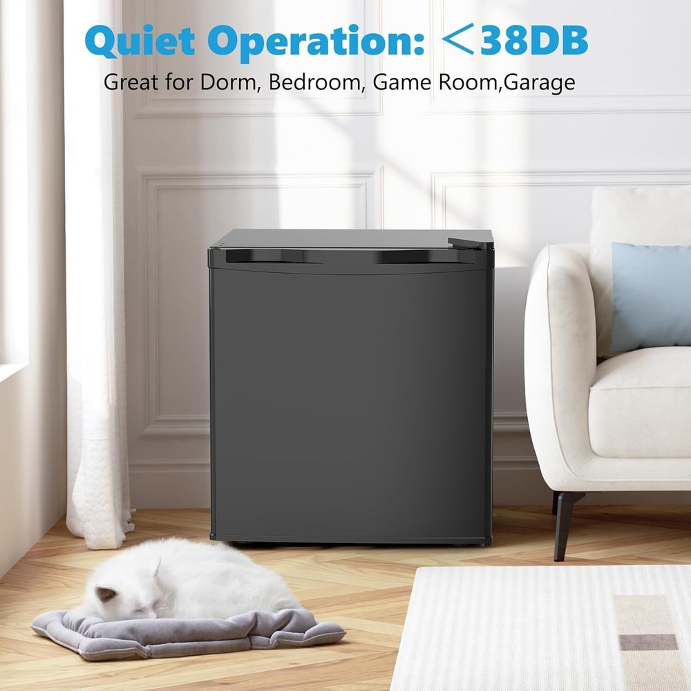 1.6 Cu.ft Mini Fridge with Freezer, Compact Single Reversible Door Refrigerator