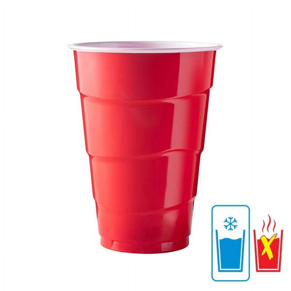 Great Value Everyday Disposable Plastic Party Cups, Red, 18 oz, 100 Count