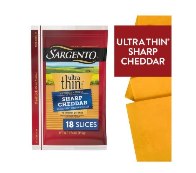 Sargento Ultra-Thin Sharp Cheddar Cheese, 18 count, 6.84 oz 2 Pack