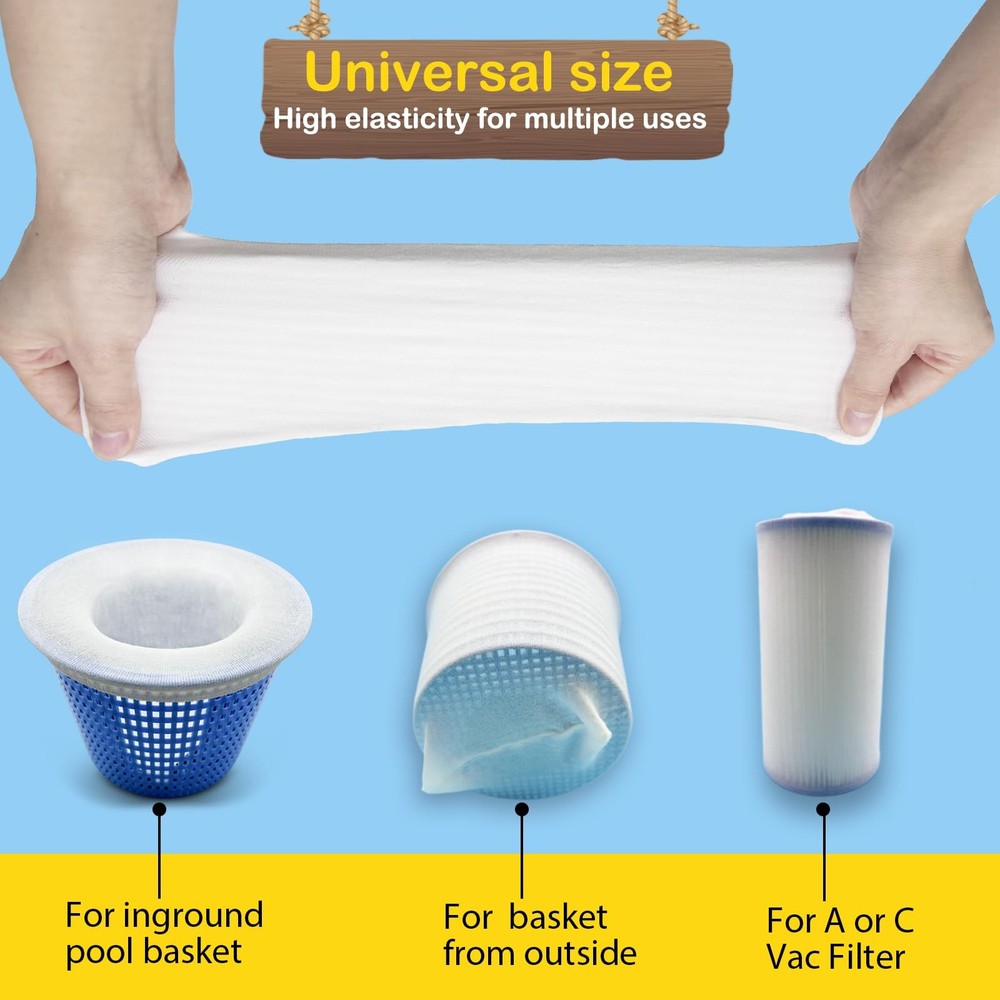 50 Pack Pool Skimmer Filter Socks Ultra Fine Mesh Screen Liner