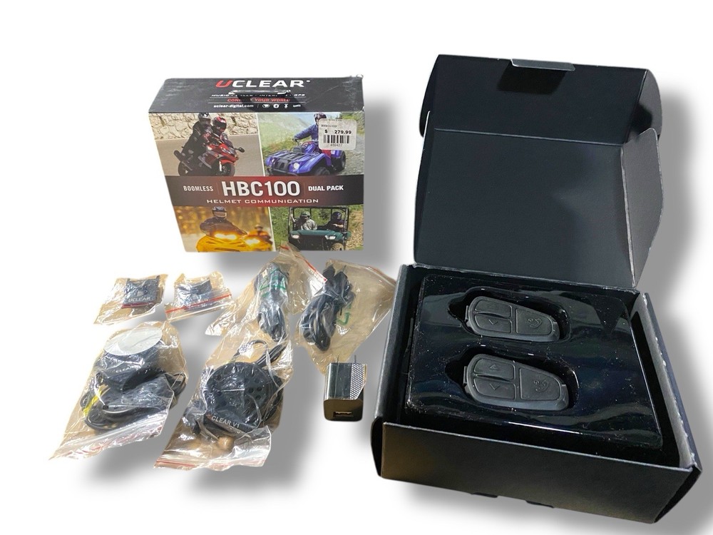 UClear Powersports Helmet Bluetooth Communications HBC100 Boomless Dual Pack