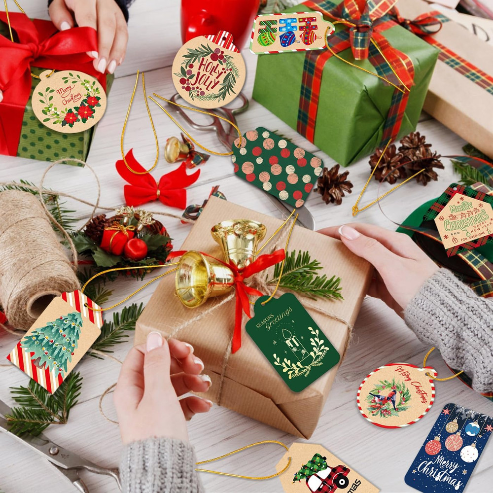 72pc 24Style Personalized Gift Tags for Christmas Presents with seasons-ready de