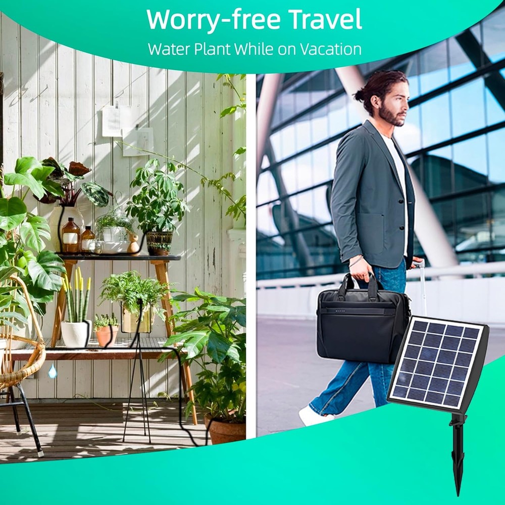 Solar Powered Drip Irrigation System, OHYEAHSPIN Solar Automatic Garden Water...