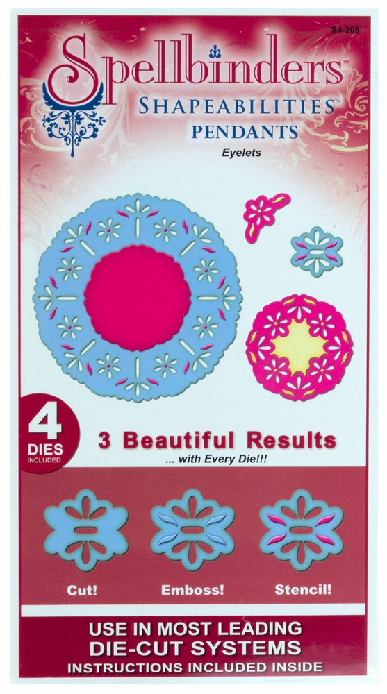 Spellbinders Shapeabilities Pendants Eyelets Die Cut Emboss & Stencil Set