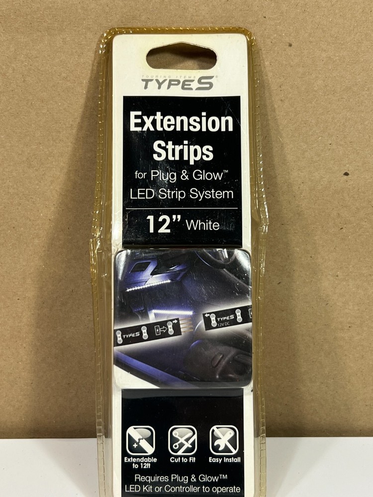 Type S Extension Strips for Plug & Glow LED Strip System 12" WHITE