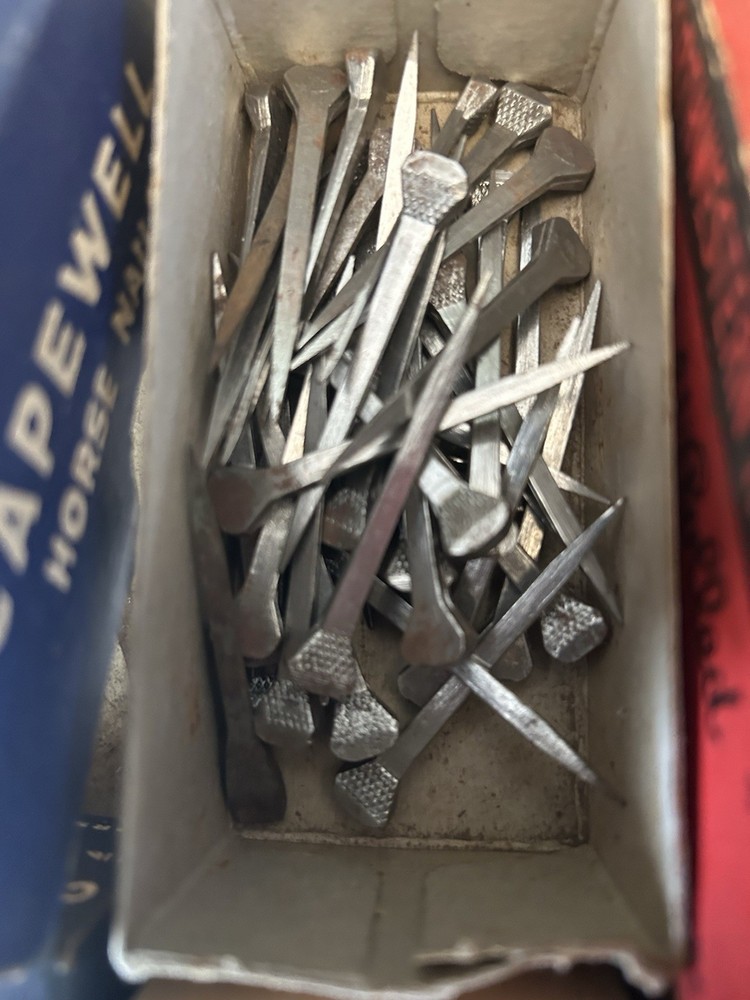 Over 250 Vintage Horseshoe Nails 4 Partial Boxes Sizes 6 & 7