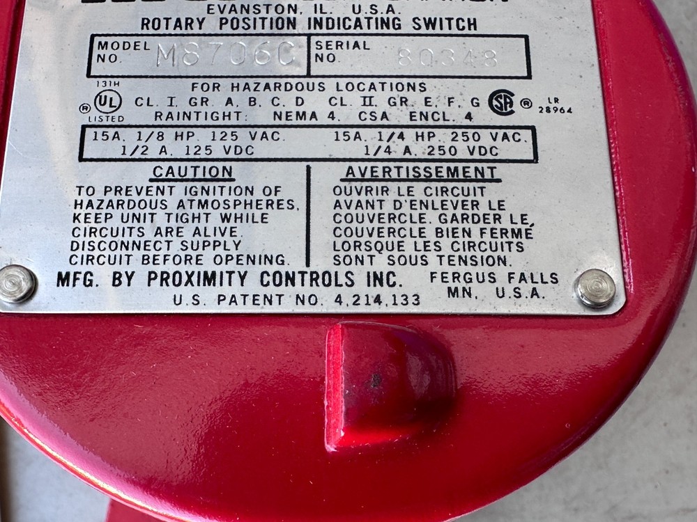 Mark Controls M8706C Rotary Position Indicating Switch
